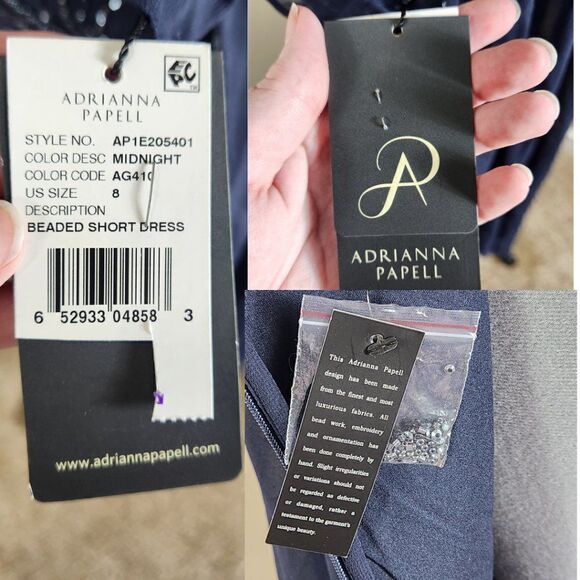 Adrianna Papell - AP1E205401 Beaded Bateau Neck Illusion Chiffon Dress Size 8 - Picture 12 of 16